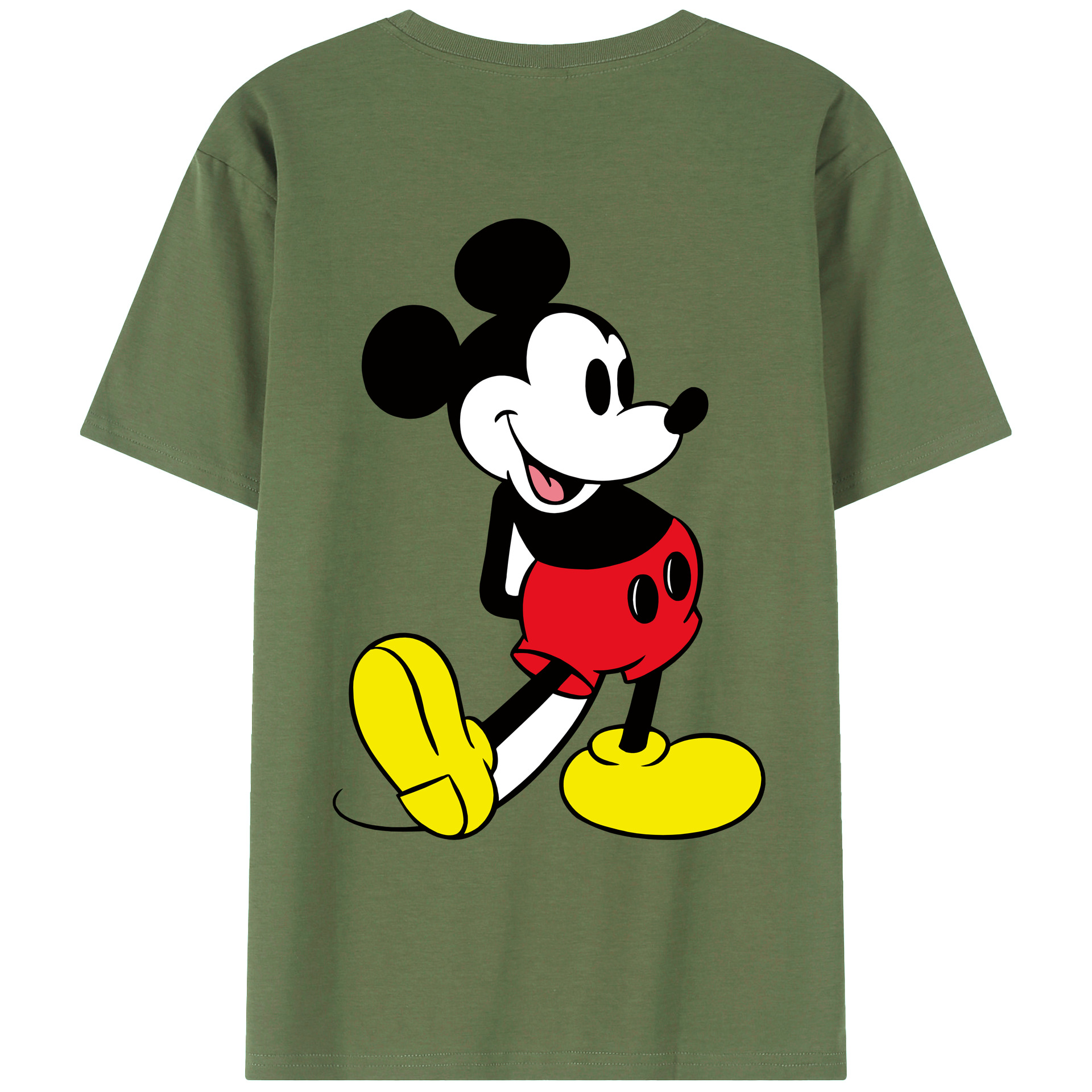 ミッキーマウス Mickey Mouse 綿100％ メンズ半袖Tシャツ（バックプリント） 通気性